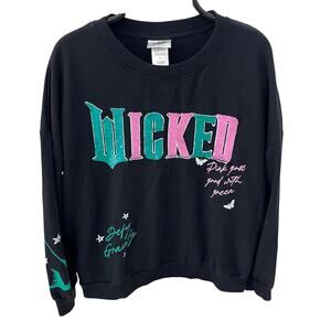 Wicked Elpheba Glinda Broadway Sequin Pink Goes Good With Green Sweatshirt ~ XL